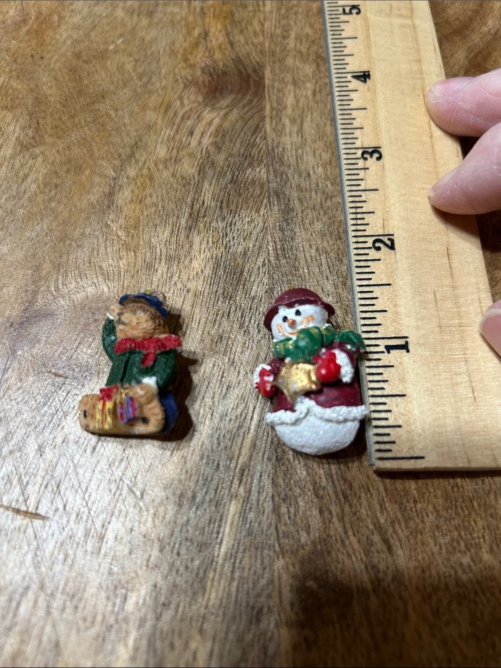 Miniature Bear and Snowman Handmade Holiday Winter Brooches Pin New 2-Pieces